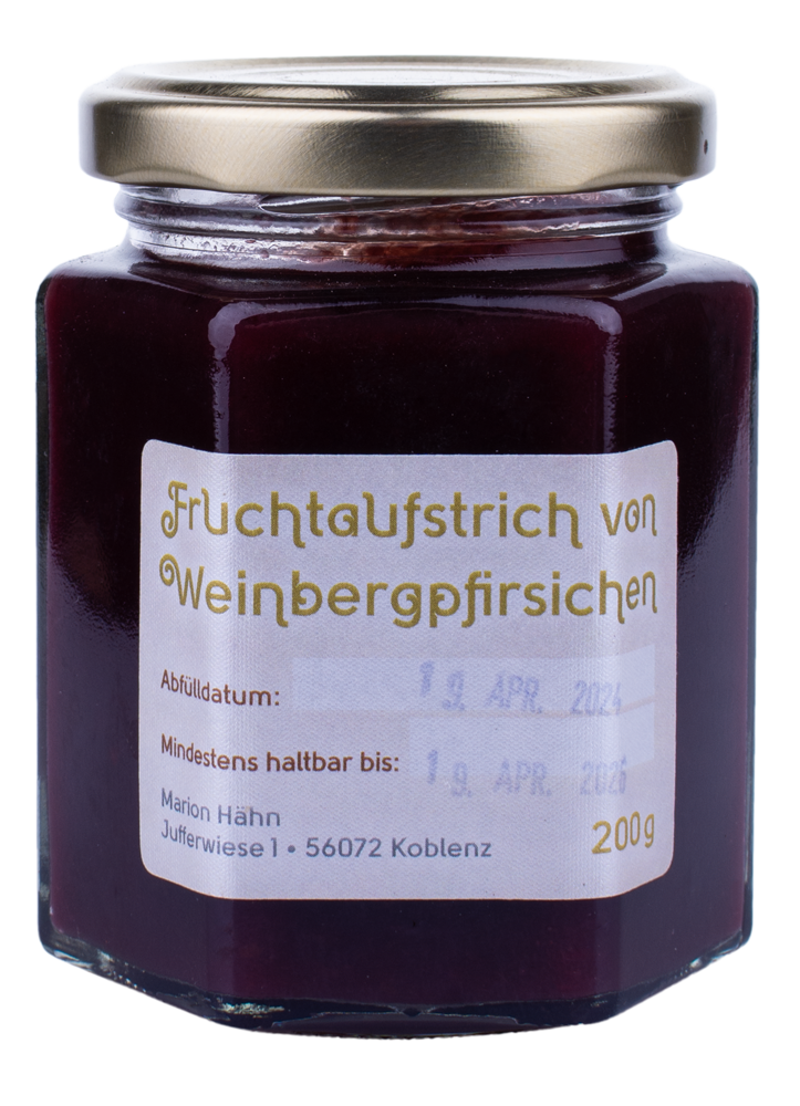 Produktfoto: Fruchtaufstrich von roten Weinbergspfirsichen 200g